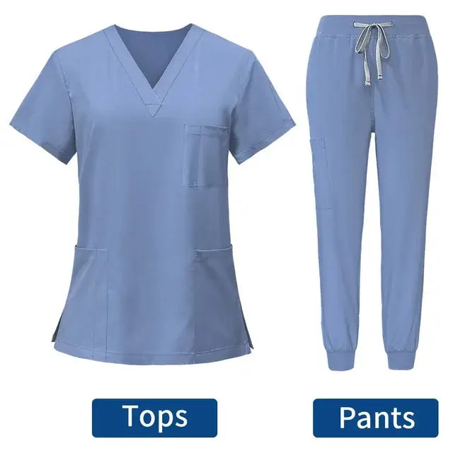 Hot Sale Anti Wrinkle Washable Soft Fabric Nurse Scrubs Hospital Uniform Medical Scrubs Women Jogger Scrubs Sets Pair