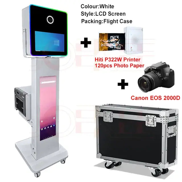 Magic Mirror Photo Booth for DSLR Camera with 15.6inch Touch Screen 29in LCD Screen Selfie Photobooth Machine for Parties Events