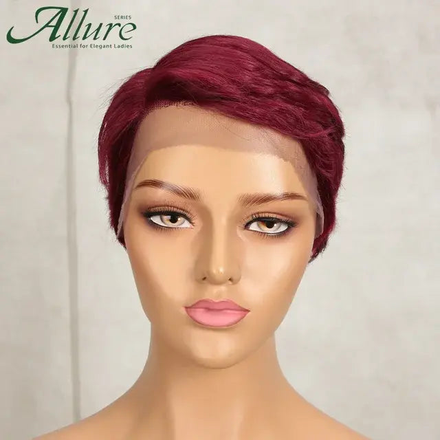 Short Natural Black Pixie Cut Human Hair Wigs Women Colored T Part Lace Wig Cheap Blonde 613 Brown Brazilian Hair Wig Allure