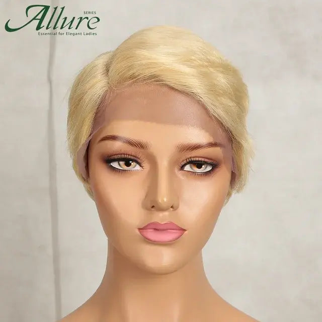 Short Natural Black Pixie Cut Human Hair Wigs Women Colored T Part Lace Wig Cheap Blonde 613 Brown Brazilian Hair Wig Allure