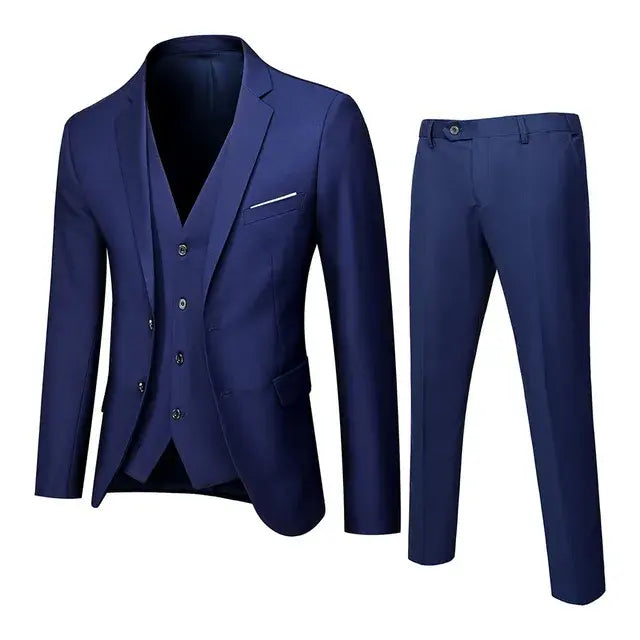 Men’s Suit 3 Piece Business Wedding Party Blazer & Vest & Pant Spring Autumn Lightweight Single Breasted Buttons Groomsman Suits