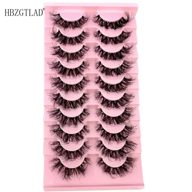 10pairs Mink Eyelashes Invisible Band Lash Extension Natural False Eyelashes Cross Cluster Fairy 3D Faux Big Eye Long Fake Lashe