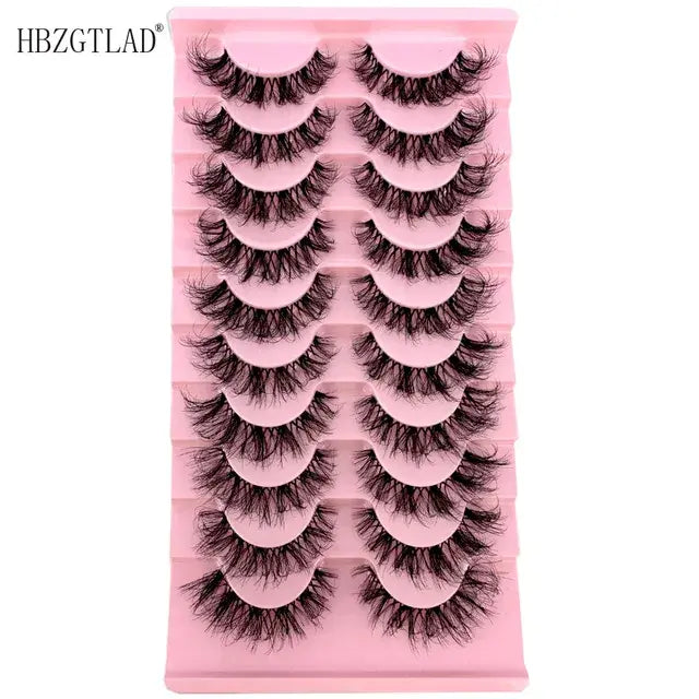 10pairs Mink Eyelashes Invisible Band Lash Extension Natural False Eyelashes Cross Cluster Fairy 3D Faux Big Eye Long Fake Lashe