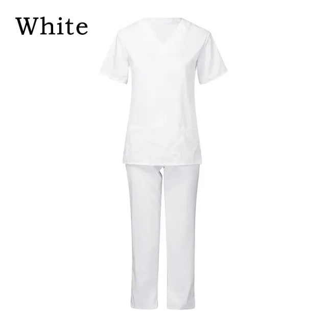 Nurse Uniform Medical Suits V-neck Nursing Scrub Uniform Salon Spa Pet Grooming Institution Work Clothes Short Sleeve Tops Pants