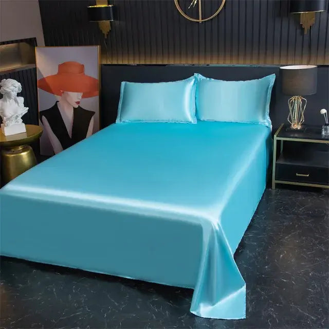 Luxury Flat Sheet Solid Color Satin Bed Sheet Soft Comfortable Bedsheet High-End Bedclothes Sheet