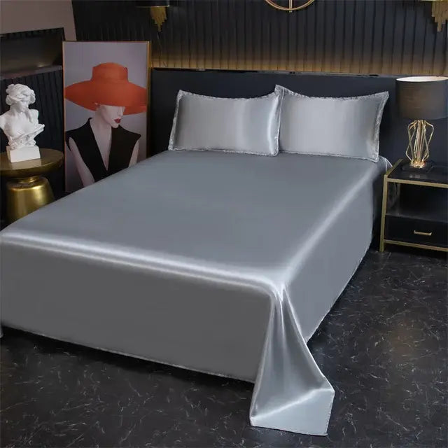 Luxury Flat Sheet Solid Color Satin Bed Sheet Soft Comfortable Bedsheet High-End Bedclothes Sheet