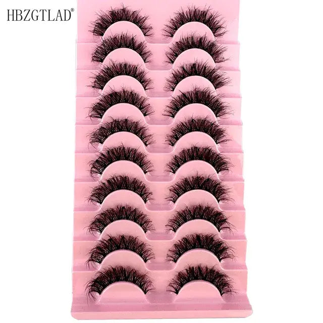 10pairs Mink Eyelashes Invisible Band Lash Extension Natural False Eyelashes Cross Cluster Fairy 3D Faux Big Eye Long Fake Lashe