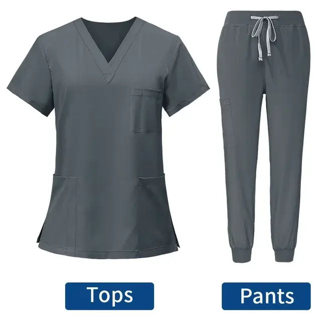 Hot Sale Anti Wrinkle Washable Soft Fabric Nurse Scrubs Hospital Uniform Medical Scrubs Women Jogger Scrubs Sets Pair