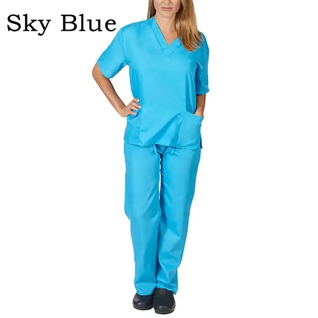 Nurse Uniform Medical Suits V-neck Nursing Scrub Uniform Salon Spa Pet Grooming Institution Work Clothes Short Sleeve Tops Pants