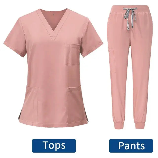 Hot Sale Anti Wrinkle Washable Soft Fabric Nurse Scrubs Hospital Uniform Medical Scrubs Women Jogger Scrubs Sets Pair