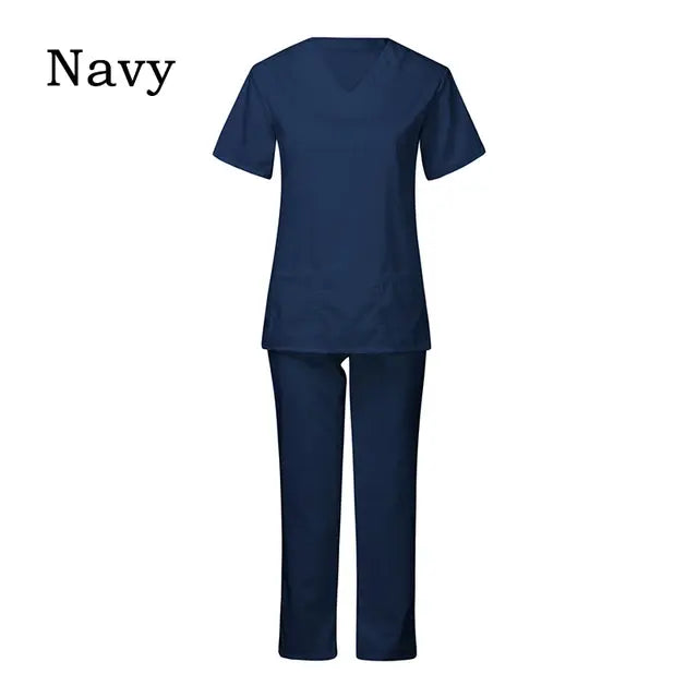 Nurse Uniform Medical Suits V-neck Nursing Scrub Uniform Salon Spa Pet Grooming Institution Work Clothes Short Sleeve Tops Pants