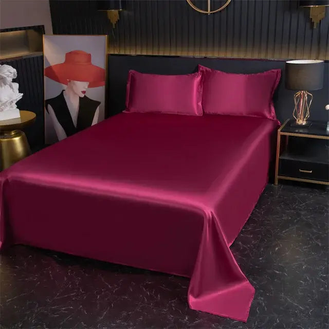 Luxury Flat Sheet Solid Color Satin Bed Sheet Soft Comfortable Bedsheet High-End Bedclothes Sheet