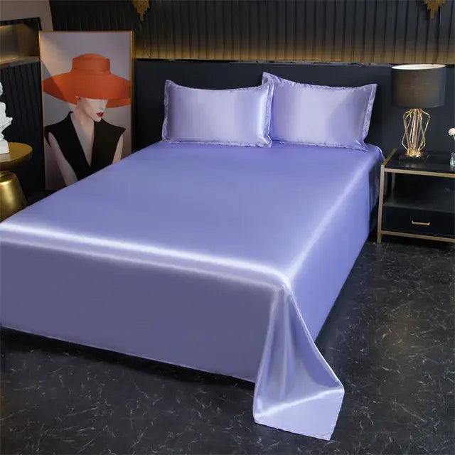 Luxury Flat Sheet Solid Color Satin Bed Sheet Soft Comfortable Bedsheet High-End Bedclothes Sheet