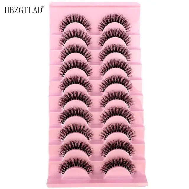 10pairs Mink Eyelashes Invisible Band Lash Extension Natural False Eyelashes Cross Cluster Fairy 3D Faux Big Eye Long Fake Lashe