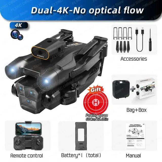 New M4 RC Drone 4K Professinal With Wide Angle Triple HD Camera Foldable RC Helicopter WIFI FPV Height Hold Apron Sell