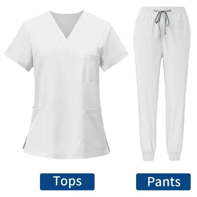 Hot Sale Anti Wrinkle Washable Soft Fabric Nurse Scrubs Hospital Uniform Medical Scrubs Women Jogger Scrubs Sets Pair