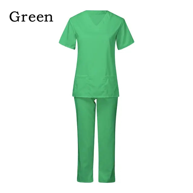 Nurse Uniform Medical Suits V-neck Nursing Scrub Uniform Salon Spa Pet Grooming Institution Work Clothes Short Sleeve Tops Pants