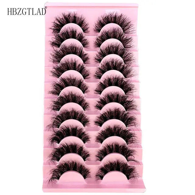 10pairs Mink Eyelashes Invisible Band Lash Extension Natural False Eyelashes Cross Cluster Fairy 3D Faux Big Eye Long Fake Lashe