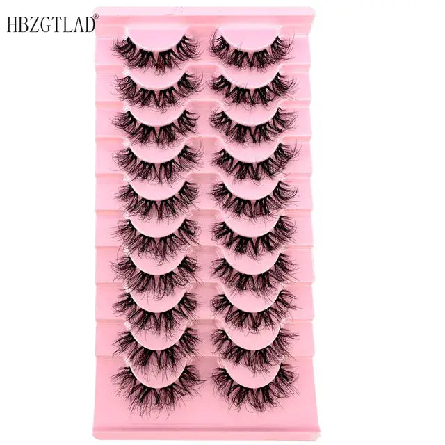 10pairs Mink Eyelashes Invisible Band Lash Extension Natural False Eyelashes Cross Cluster Fairy 3D Faux Big Eye Long Fake Lashe