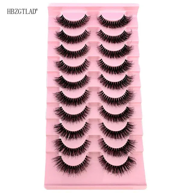 10pairs Mink Eyelashes Invisible Band Lash Extension Natural False Eyelashes Cross Cluster Fairy 3D Faux Big Eye Long Fake Lashe