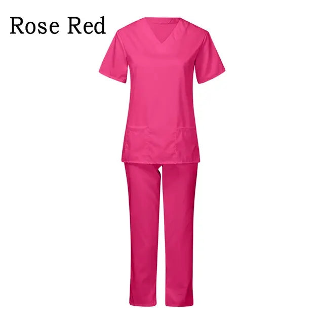 Nurse Uniform Medical Suits V-neck Nursing Scrub Uniform Salon Spa Pet Grooming Institution Work Clothes Short Sleeve Tops Pants