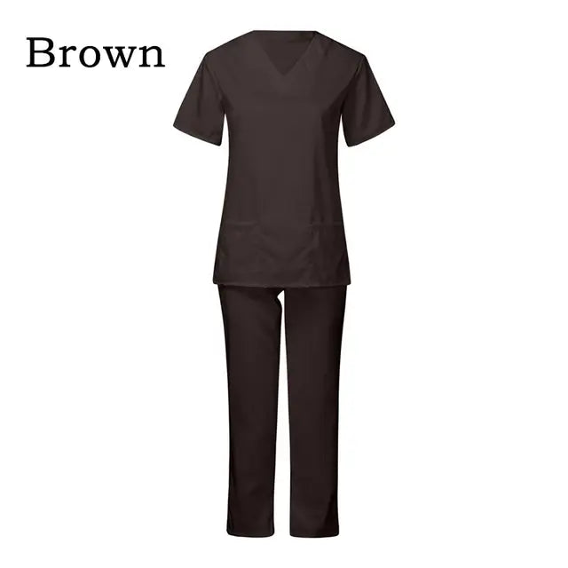 Nurse Uniform Medical Suits V-neck Nursing Scrub Uniform Salon Spa Pet Grooming Institution Work Clothes Short Sleeve Tops Pants