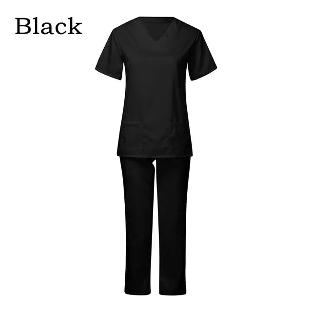 Nurse Uniform Medical Suits V-neck Nursing Scrub Uniform Salon Spa Pet Grooming Institution Work Clothes Short Sleeve Tops Pants