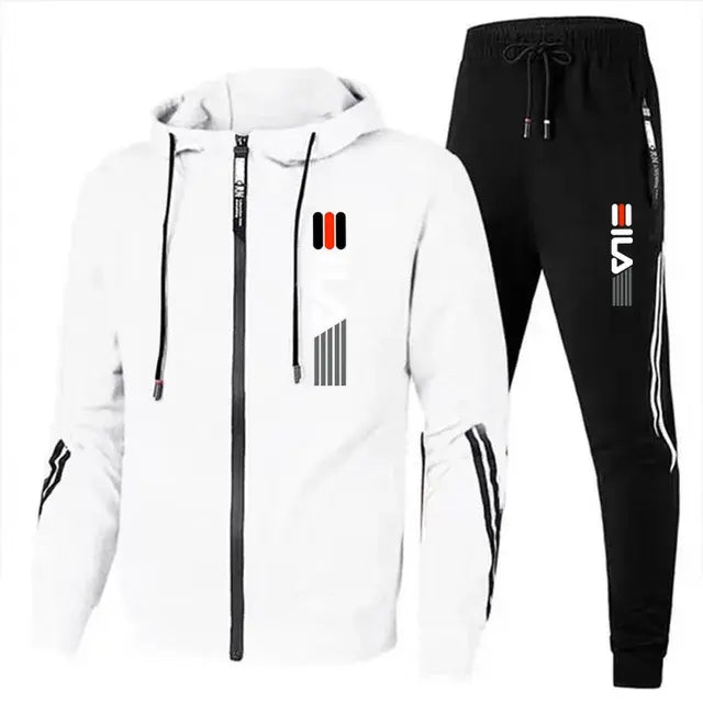 Mens Tracksuit Zipper Hoodies+Sweatpants 2-Piece Set Autumn Winter Male Daily Casual Sports Jackets Jogging Suit Tops Or Pants