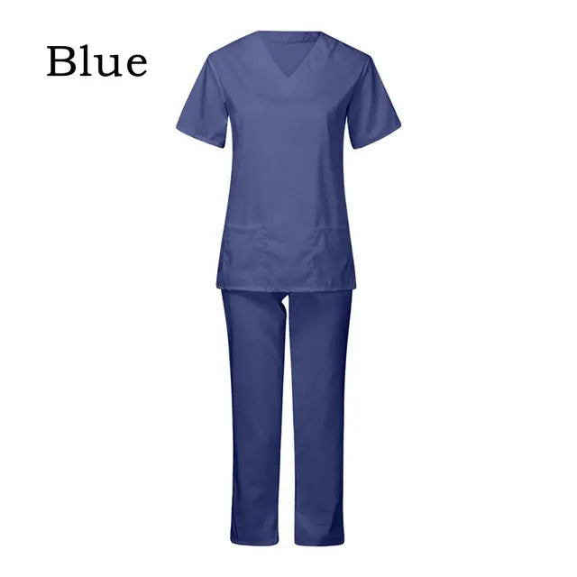 Nurse Uniform Medical Suits V-neck Nursing Scrub Uniform Salon Spa Pet Grooming Institution Work Clothes Short Sleeve Tops Pants