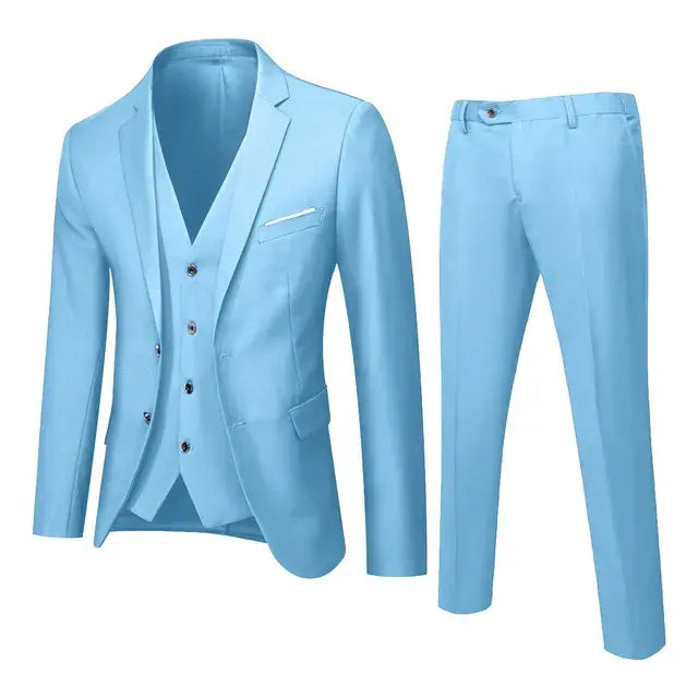 Men’s Suit 3 Piece Business Wedding Party Blazer & Vest & Pant Spring Autumn Lightweight Single Breasted Buttons Groomsman Suits