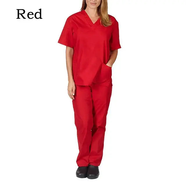 Nurse Uniform Medical Suits V-neck Nursing Scrub Uniform Salon Spa Pet Grooming Institution Work Clothes Short Sleeve Tops Pants