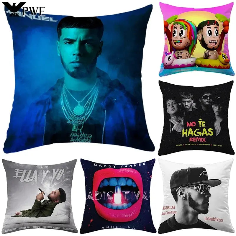 Cushion Cover Pillowcases Anuel AA Square Luxury Pillow Cover Pillow Case Sofa Car Bed Room Decor  Dakimakura Wedding