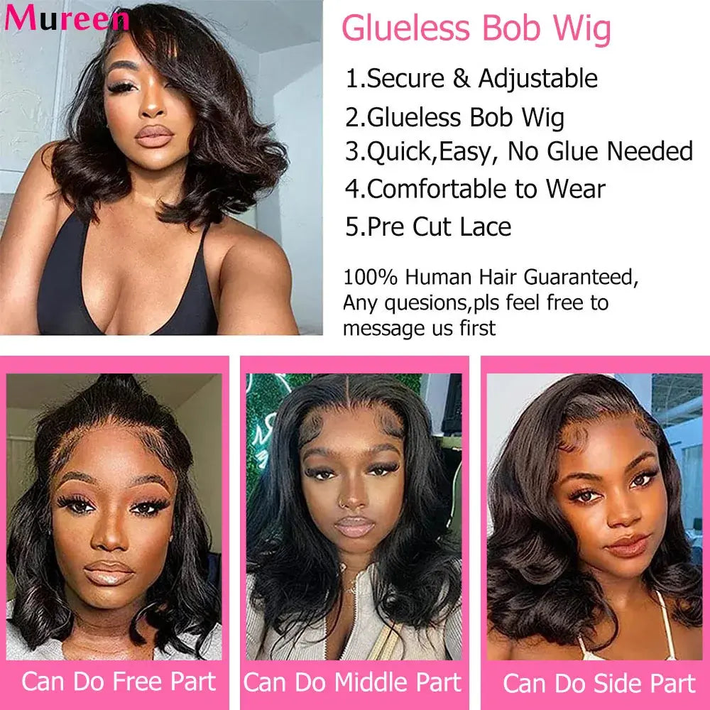 Body Wave Wear And Go Glueless Bob Wigs For Women Ready To Go Human Hair Wigs 4x4 Pre Cut Lace Closure Wig Human Hair