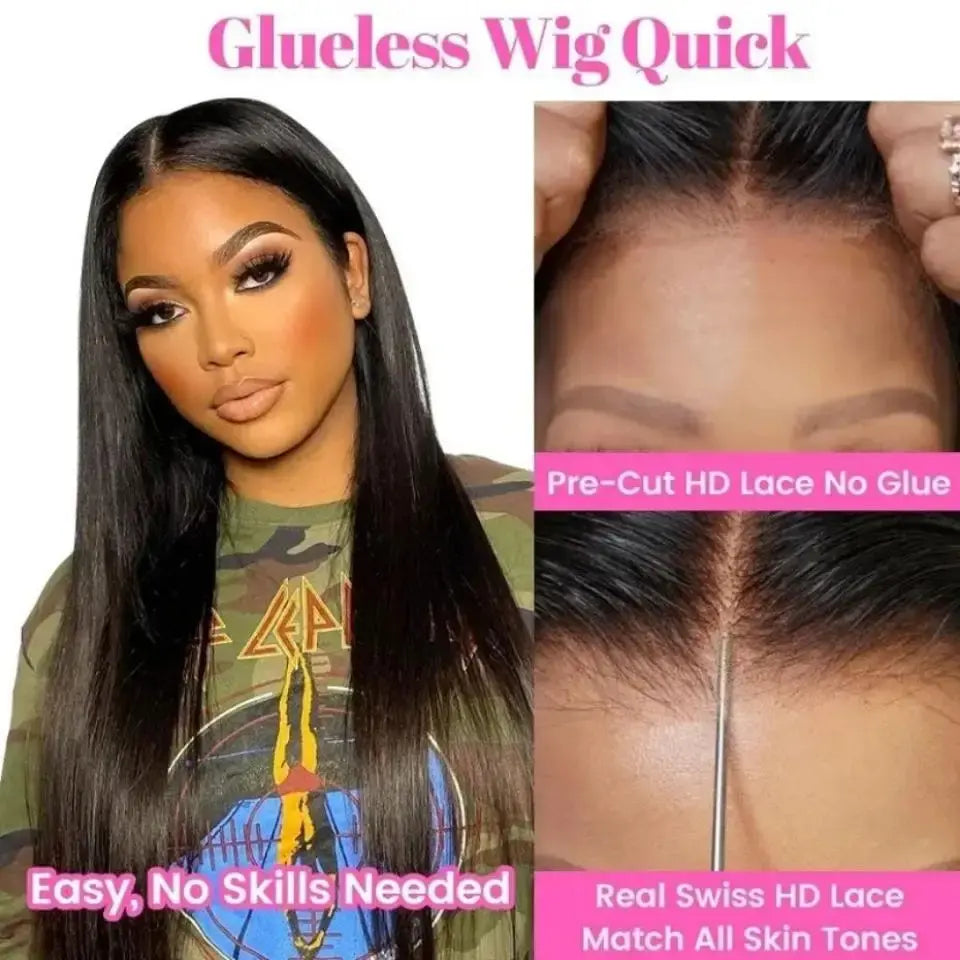 Wear and Go Glueless Wig Straight 13x6 Transparent Lace Frontal Wig Human Hair Ready to Wear Bone Straight 6x4 Lace Frontal Wigs