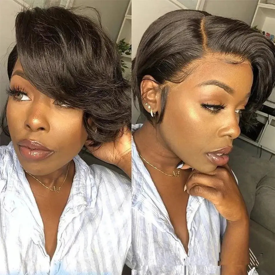 13x4 Lace Front Pixie Cut Human Hair Wig 13x6x1 Part Lace Frontal Straight Short Wigs for Women Human Hair 180% Transparent Lace