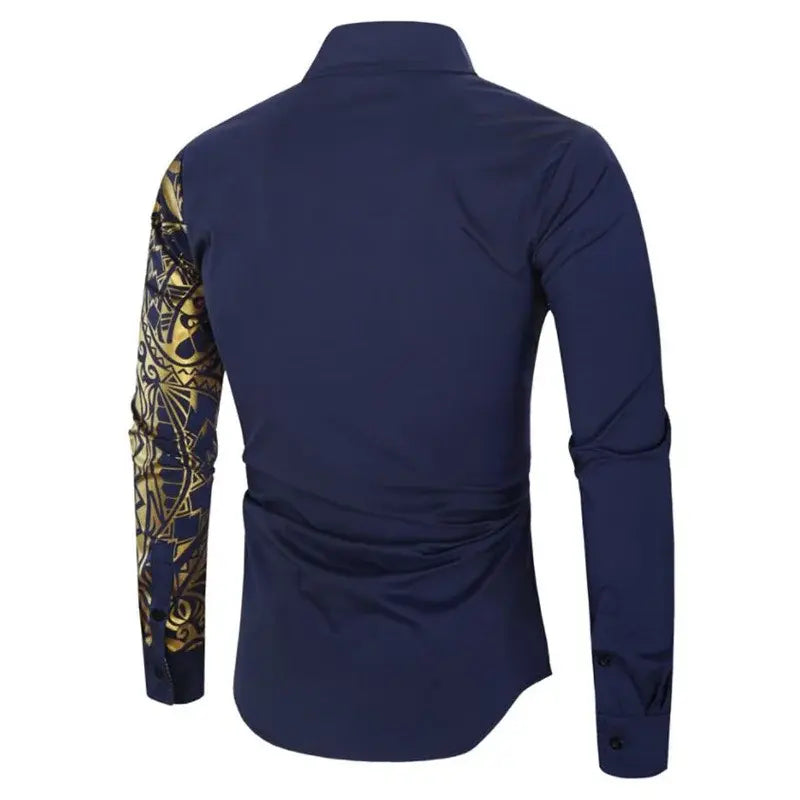 Men's Clothing Shirt Men's Luxury Gold High Quality Long Sleeve Shirt Business Dress Black Male Dress Prom Social Print Shirt