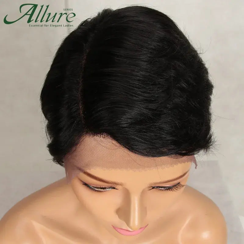 Short Natural Black Pixie Cut Human Hair Wigs Women Colored T Part Lace Wig Cheap Blonde 613 Brown Brazilian Hair Wig Allure