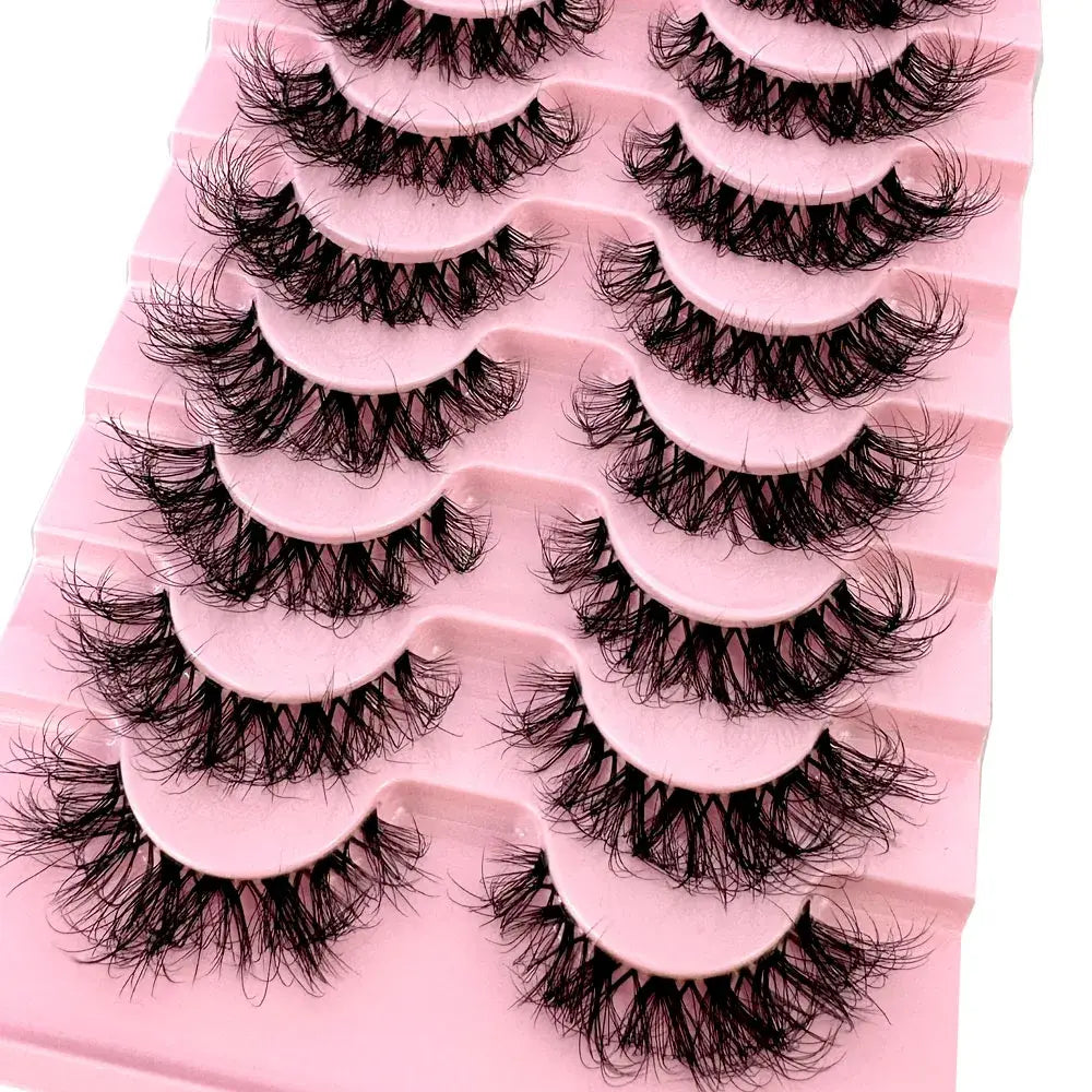 10pairs Mink Eyelashes Invisible Band Lash Extension Natural False Eyelashes Cross Cluster Fairy 3D Faux Big Eye Long Fake Lashe