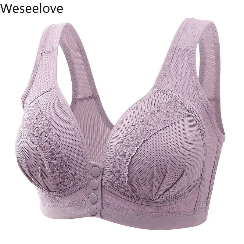 Sexy Front Closure Bra Women Front Fastening Bra Wireless Bras for Women Push Up Lingerie Plus Size Brassiere No Steel Ring Bra