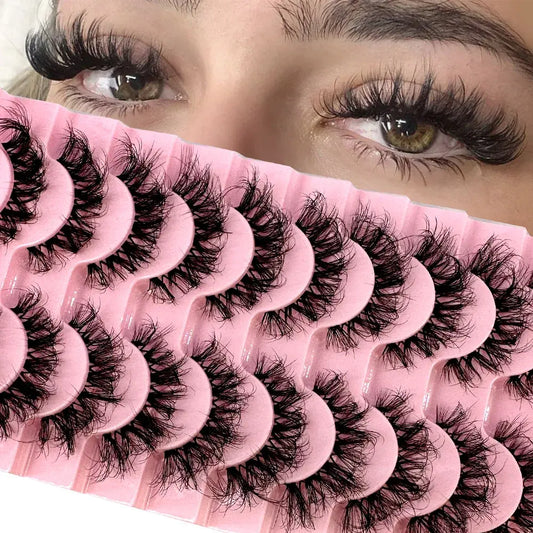 10pairs Mink Eyelashes Invisible Band Lash Extension Natural False Eyelashes Cross Cluster Fairy 3D Faux Big Eye Long Fake Lashe