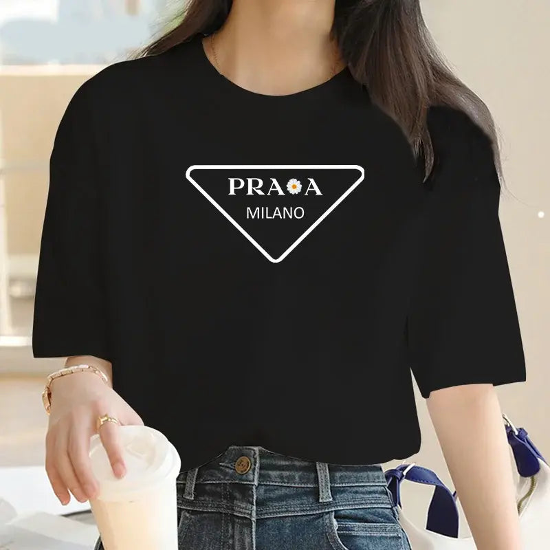 Alphabet Print T-shirt Women's Fashion Graphic Women's High Quality T-shirt 2024 Summer Luxury brand top Street women's shirt