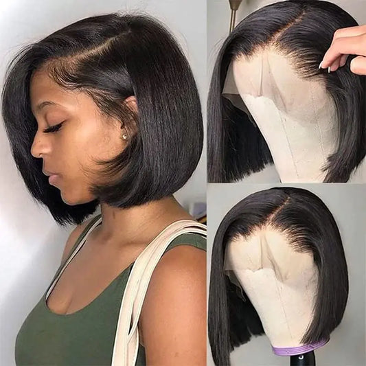 Straight Bob Wig Lace Front Human Hair Wigs For Women HD Transparent Full Lace Frontal Wig Glueless Wig Human Hair