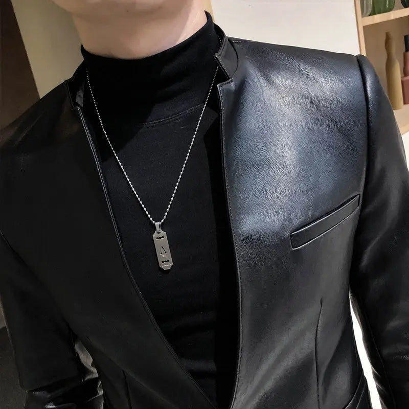 British Style Clothing Fashion Men High Quality Casual Leather Jacket Male Slim Fit Business leather Suit Coat/Man Blazers S-3XL