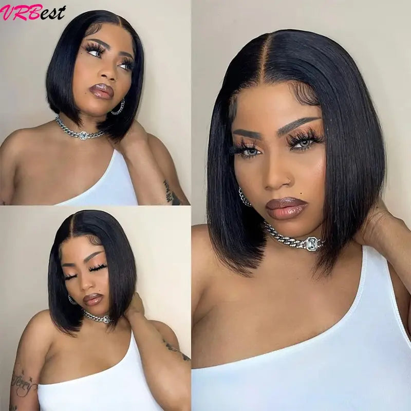 Straight Bob Wig Lace Front Human Hair Wigs For Women HD Transparent Full Lace Frontal Wig Glueless Wig Human Hair