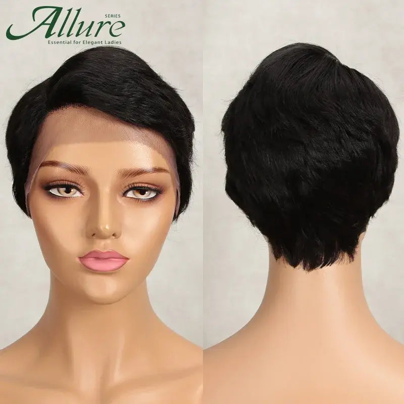 Short Natural Black Pixie Cut Human Hair Wigs Women Colored T Part Lace Wig Cheap Blonde 613 Brown Brazilian Hair Wig Allure