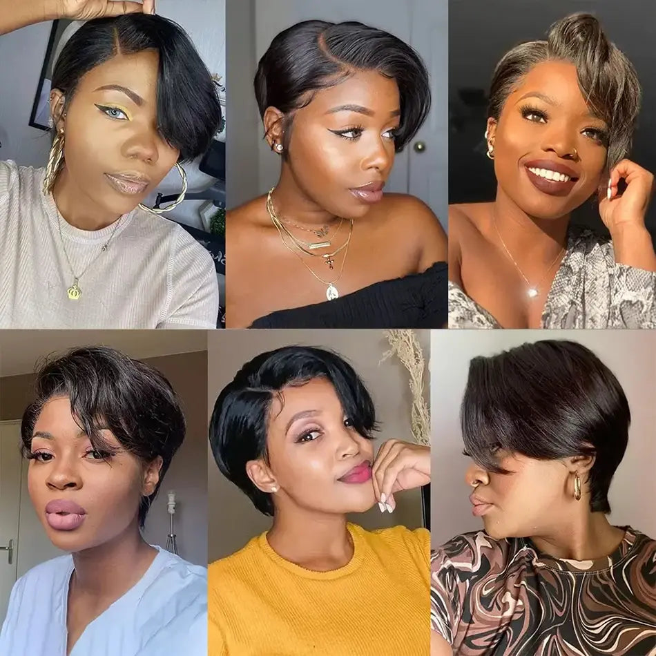 13x4 Lace Front Pixie Cut Human Hair Wig 13x6x1 Part Lace Frontal Straight Short Wigs for Women Human Hair 180% Transparent Lace