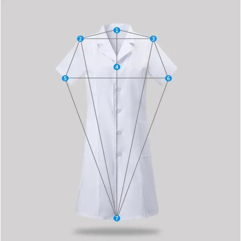 Women's Fashion Lab Coat Short Sleeve Doctor Nurse Dress Long Sleeve Medical Uniforms White Jacket Adjustable Waist Belt