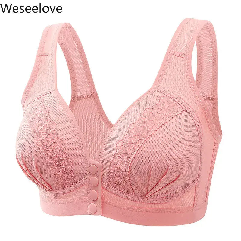 Sexy Front Closure Bra Women Front Fastening Bra Wireless Bras for Women Push Up Lingerie Plus Size Brassiere No Steel Ring Bra