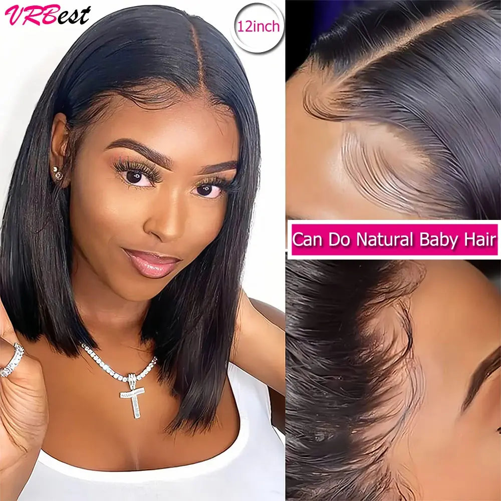 Straight Bob Wig Lace Front Human Hair Wigs For Women HD Transparent Full Lace Frontal Wig Glueless Wig Human Hair