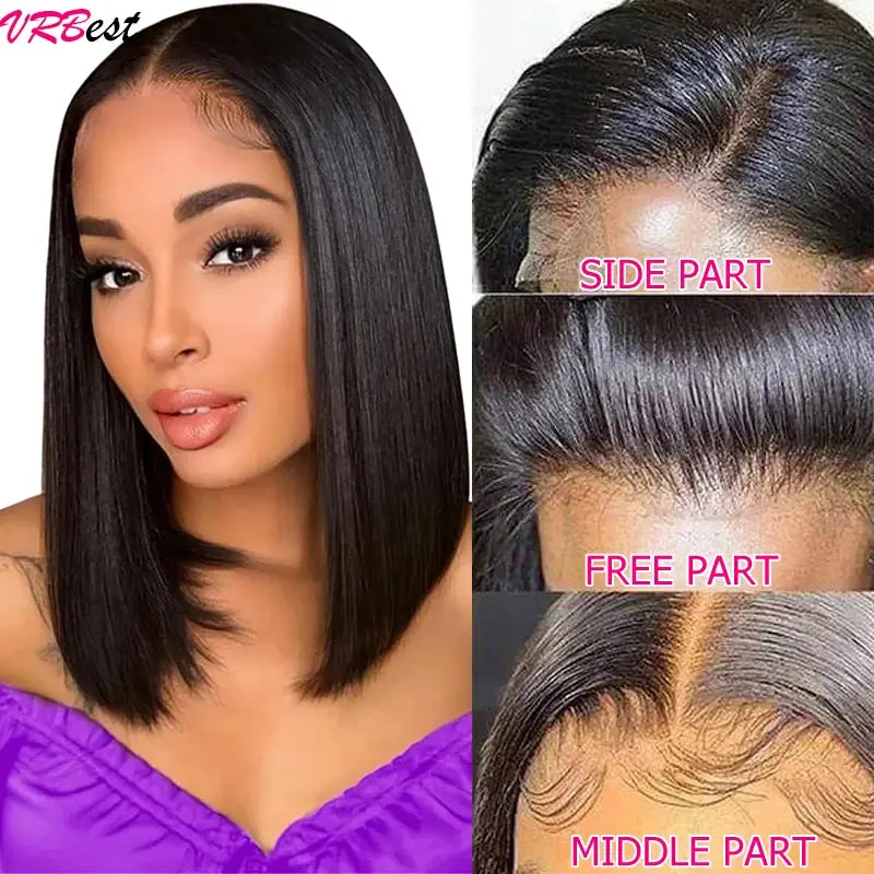 Straight Bob Wig Lace Front Human Hair Wigs For Women HD Transparent Full Lace Frontal Wig Glueless Wig Human Hair